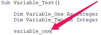 Declared variable name in VBA