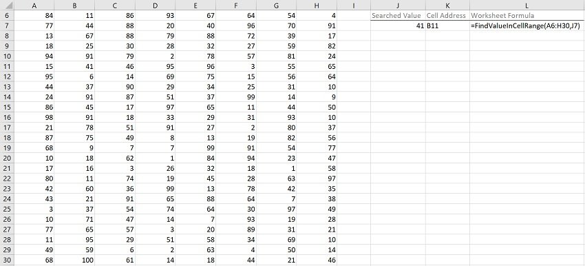 Example: Find value in cell range with VBA macros