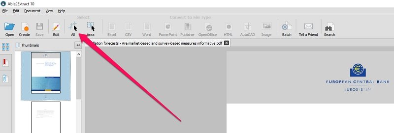 Select All button for PDF file in converter