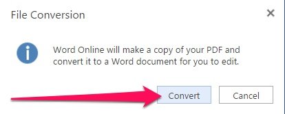 Convert PDF file to Word Online