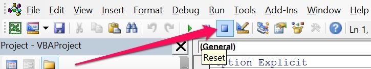 Reset button for VBA variables