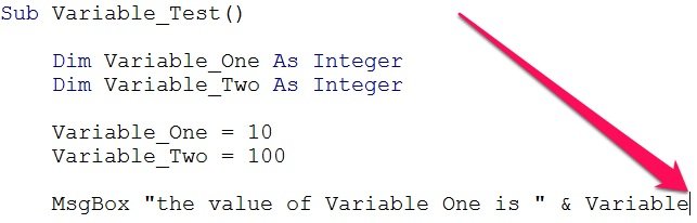 Beginning of typing shortcut for declared variables