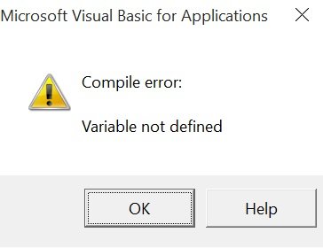 Error message for undeclared variable